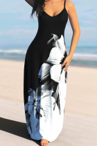 Черно-белое сексуальное платье с бретельками и лоскутным принтом в стиле пэчворк Платья