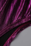 Vestido sin mangas con correa de espagueti con abertura sin espalda sólida sexy de moda púrpura Vestidos