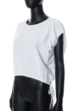 White Fashion Solid Patchwork O Neck T-Shirts