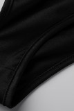 Trajes de banho pretos fashion sexy de patchwork sólido sem encosto (sem acolchoamentos)