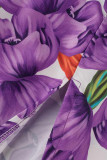 Violet Casual Vacances Imprimé Patchwork Dos Nu Une Ligne Plus La Taille Robes