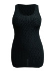 Zwarte casual effen patchwork kokerrok met U-hals Grote maten jurken