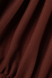 Macacão preto casual sólido patchwork dobrável com decote em O regular