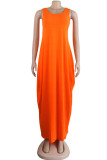 Orange Mode Casual Solid Basic O-hals västklänning