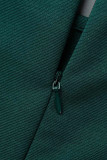 Vestido irregular con cuello en O y borlas de retazos casuales de moda verde
