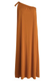 緑のセクシーなカジュアルプラスサイズの固体包帯背中の開いたワンショルダースリングドレス