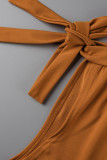 ローズレッドセクシーカジュアルプラスサイズソリッド包帯バックレスワンショルダースリングドレス