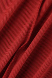 Vestido sin mangas con cuello en O básico sólido informal rojo sexy