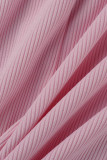 Due pezzi a maniche corte con scollo a o collo patchwork casual in tinta unita rosso rosa
