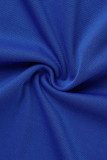 Blu casual patchwork solido scollo a V taglie forti due pezzi