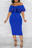 Бордовое модное повседневное однотонное лоскутное платье с открытой спиной и коротким рукавом с открытыми плечами