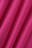 Розово-красные сексуальные сплошные выдолбленные с круглым вырезом без рукавов из двух частей