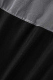 黒のセクシーなソリッドパッチワークシースルー斜め襟ペンシルスカートドレス