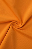 Naranja sexy sólido patchwork correa de espagueti sin mangas dos piezas