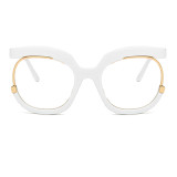 Weiße, modische, lässige, asymmetrische Patchwork-Sonnenbrille