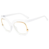 Weiße, modische, lässige, asymmetrische Patchwork-Sonnenbrille