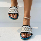 Sapatos confortáveis ​​redondos de patchwork casual moda azul