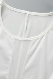 Robes blanches élégantes en patchwork transparent à col rond