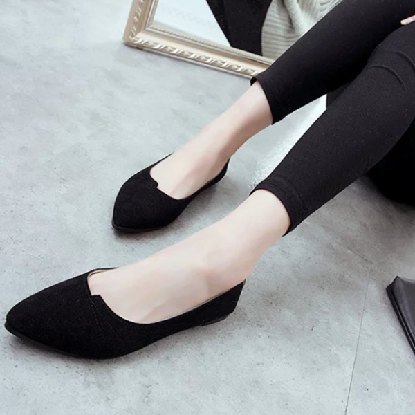 Zwarte Casual Street Patchwork Puntige Comfortabele Flats Schoenen voor buiten