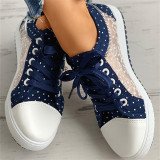 Zapatos planos cómodos redondos transparentes de patchwork de vendaje casual de moda azul claro