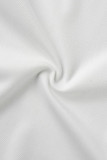 Vestidos con cuello en O transparentes de patchwork sólido elegante blanco