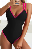 Zwart Roze Mode Sexy Solid Patchwork Backless Swimwears (Met Paddings)