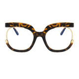 Óculos de sol assimétricos com estampa de leopardo moda casual patchwork
