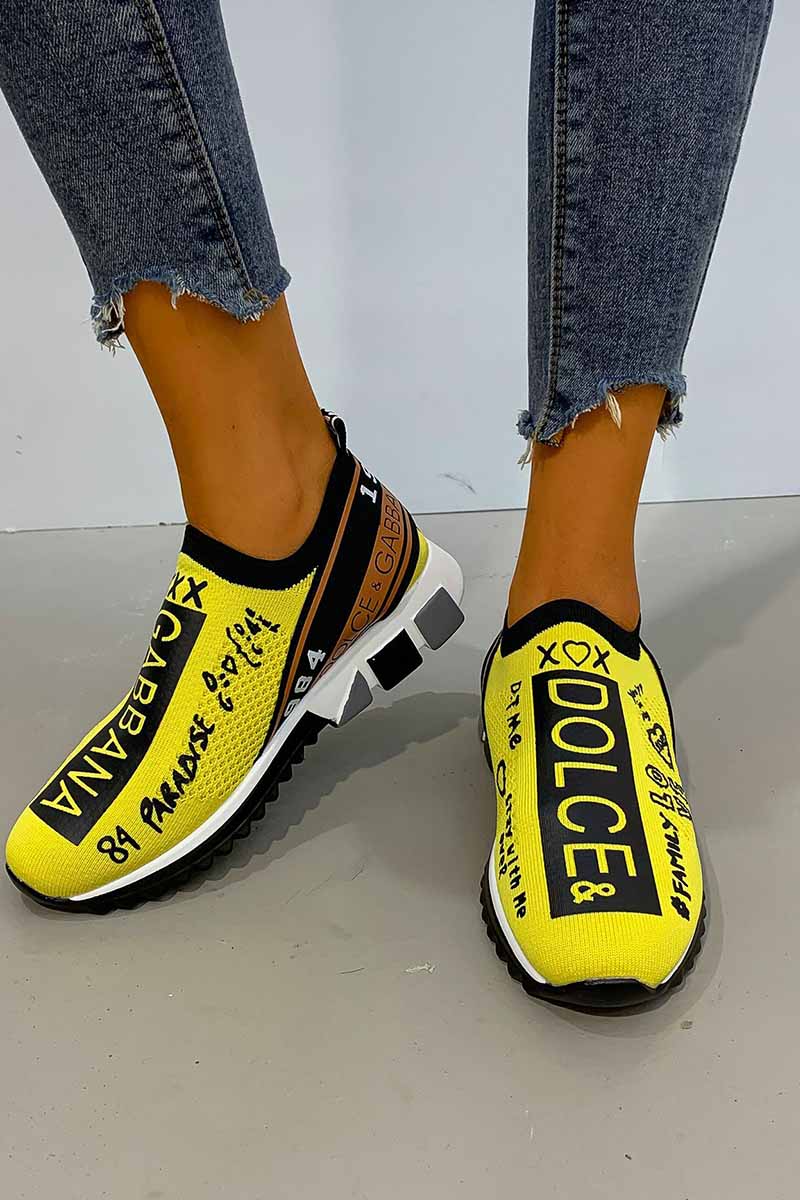 

Yellow Fashion Sportswear Letter Closed Sport Shoes