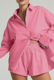 Colletto alla rovescia con colletto alla rovescia casual rosa moda casual in due pezzi