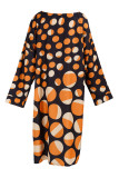 Colour Fashion Print Polka Dot Patchwork Asymmetrical Off the Shoulder Straight Dresses