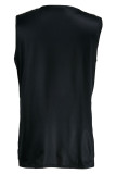 Schwarze, modische, lässige, bedruckte Quasten-Patchwork-T-Shirts mit V-Ausschnitt