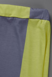 Blu moda casual stampa patchwork scollo a U plus size due pezzi