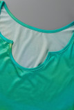 Groene sexy patchwork U-hals mouwloze tweedelige broek