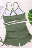 Costumi da bagno sexy senza schienale con frenulo solido verde moda (con imbottiture)