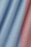 Blu moda casual stampa patchwork scollo a U plus size due pezzi