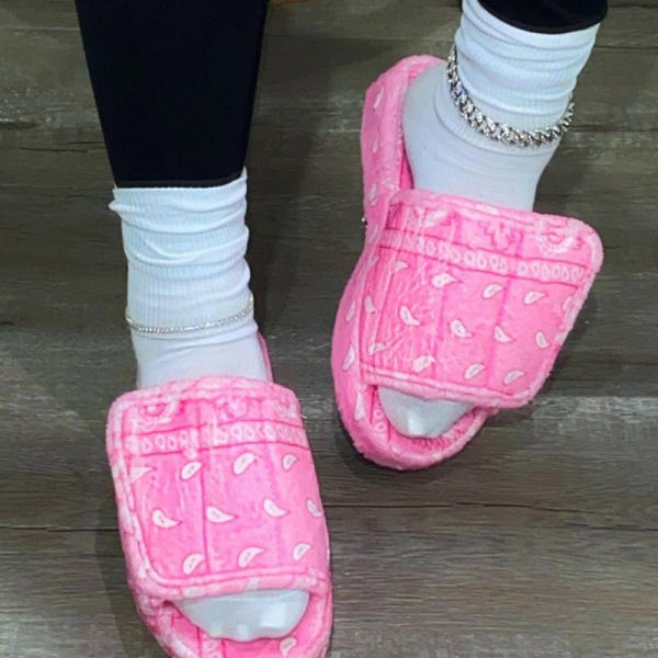 Sapatos confortáveis ​​redondos com estampa de patchwork rosa moda casual