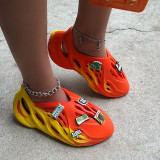 Orange Yellow Fashion Casual Hollowed Out Patchwork Round Comfortable Shoes