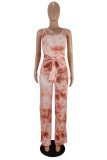 Multicolor Sexy Casual Print Tie Dye Backless Spaghetti Strap Regular Jumpsuits
