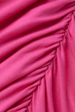 Paarse sexy effen patchwork strapless eenstaps rok plus size jurken