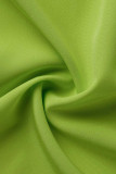 Vestidos vestidos de camisa verde fluorescente casual atadura sólida patchwork fivela virada para baixo