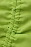 Abiti da camicia con colletto alla rovescia con fibbia patchwork con fibbia casual verde fluorescente