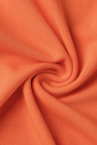 Orangefarbener, lässiger, solider Patchwork-Overall aus der Schulter