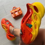 Orange Yellow Fashion Casual Hollowed Out Patchwork Round Comfortable Shoes