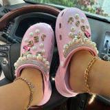 Roze mode casual uitgehold patchwork ronde comfortabele schoenen