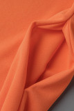 Orangefarbener, lässiger, solider Patchwork-Overall aus der Schulter