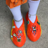 Zapatos cómodos redondos ahuecados casuales de moda amarillo naranja