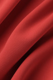 赤のセクシーなソリッドパッチワークVネックイブニングドレスプラスサイズのドレス