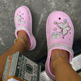 Pink Fashion Casual Hollowed Out Patchwork Round Comfortable Shoes