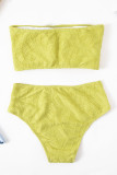 Traje de baño de talla grande sin tirantes sin espalda sólido sexy de moda amarilla (con relleno)