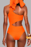 Oranje Mode Sexy Print Uitgeholde Backless Swimwears (Met Paddings)